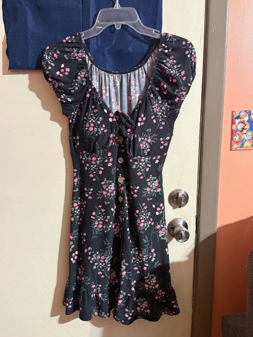 No Boundaries Floral Tie Front Dress Black Juniors Size L 11-13